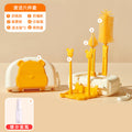 Infant and toddler cleaning brush set - includes straw brush, cup brush, drain rack, and storage box - baby silicone bottle brush