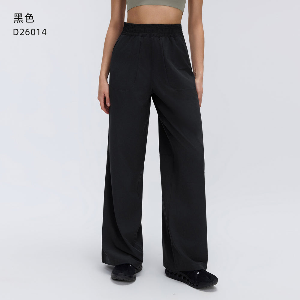 Spring/summer lightweight breathable straight-leg sports pants - women's drawstring loose fit, hip-concealing, slimming, casual wide-leg trousers d26014