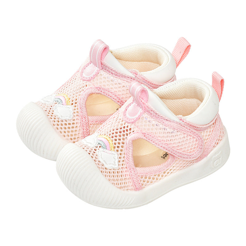 Baby sandals for boys, summer first walker shoes, 0-1-2 years old infant anti-slip soft sole mesh shoes for babies and toddlers, baby girl shoes