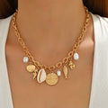 Wholesale necklaces: european and american casual & vacation style, high-end seashell necklaces, faux pearl conch & seahorse disc pendants