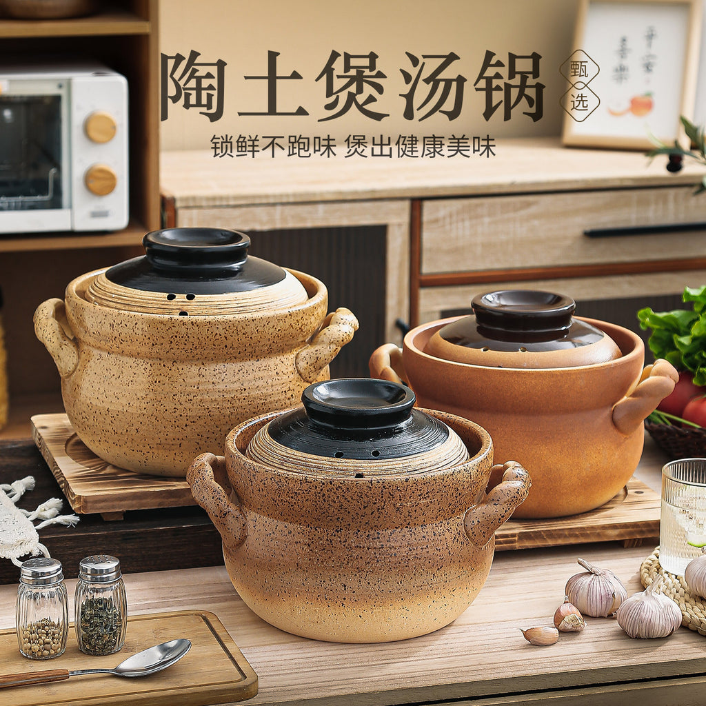 陶土砂锅炖锅家用耐高温燃气灶专用煲汤炖汤商用复古沙锅干烧不裂