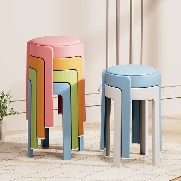 Soft-wrapped plastic stool for household stackable Strong and durable Thickened cyclone bench Restaurant guests Spare round chair