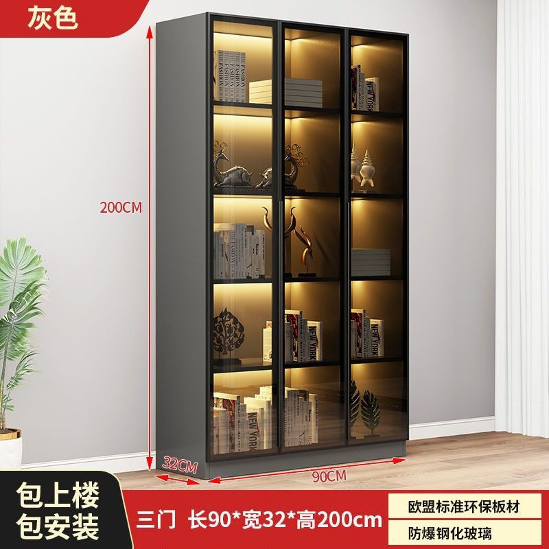 Casual glass door bookcase combination floor-standing display cabinet accessible luxury living room figure gundam storage wine cabinet