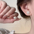 Korean version of pearl love earrings-e6049 gold