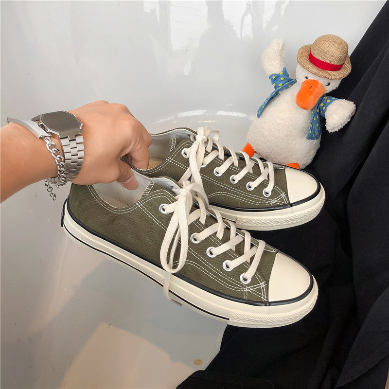 New summer breathable canvas shoes for men, versatile low-top casual sneakers, korean style student cloth shoes, trendy men's skate shoes