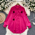 Frenchniche stylesense of designstereoflowersshirtfemaleautumlooseslimming lookfashionable age reduction chicaccessible luxurytops