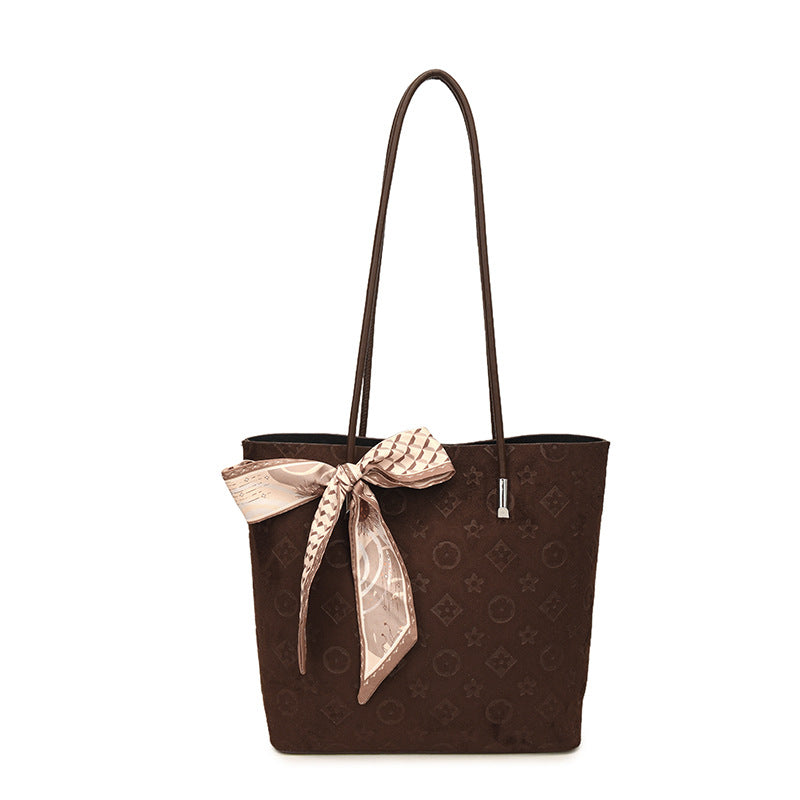 2025 new cross-border women's bag: minimalist, fashionable, retro, large capacity, letter print, handbag, shoulder bag, tote bag