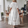 european and american women's lace patchwork plus size long beach dress - new arrival for summer getaways