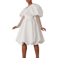 D495   european and american foreign trade women's v-neck flared bubble sleeve evening gown bridesmaid dress