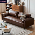 American mid-century oil wax leather sofa, perfect for living rooms, small apartments, clothing store receptions, and adding a touch of understated luxury with a vintage vibe. this double-seater sofa is a stylish choice