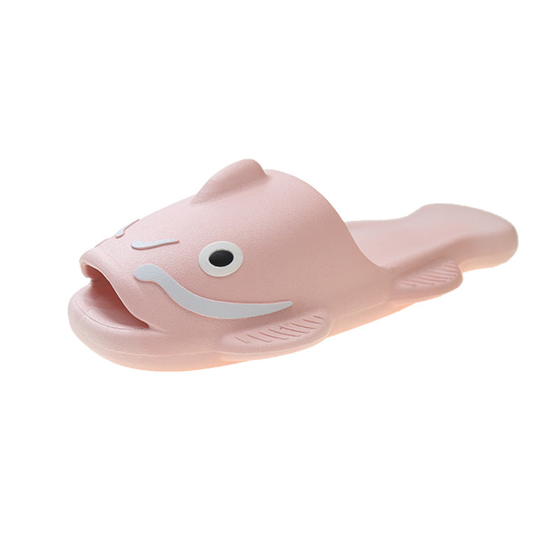 2024 summer new cartoon catfish platform casual slippers women's ins popular couple's one-strap beach fish slippers