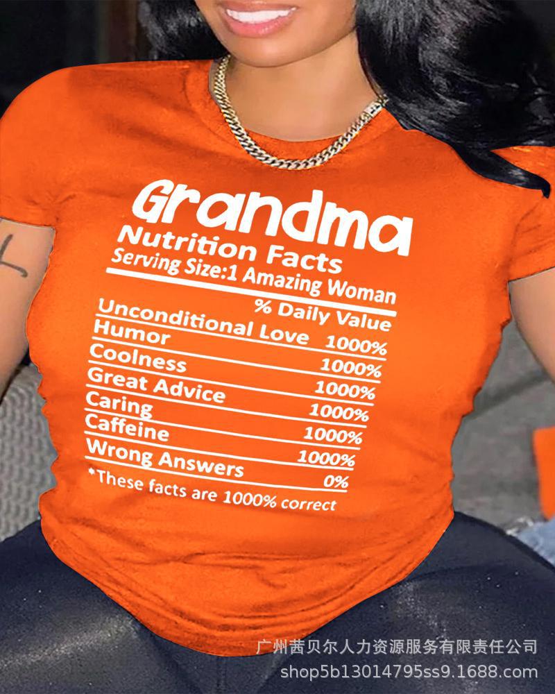 Cross-border  women,  Europe and the United States new round neck pullover printing casual T-shirt