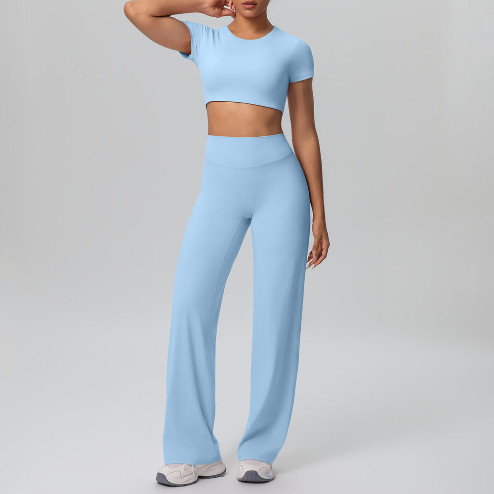 Cloud-feel quick-dry cropped tank top with built-in bra yoga set - women's two-piece outfit for outdoor leisure, running, sports, and fitness