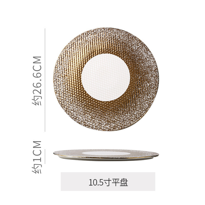 Western-style flat plate, hotel restaurant ceramic display plate, steak plate, creative light luxury high-end western-style plate, dessert plate