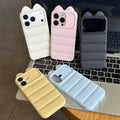 Ins dopamine color stereo cat ears silicone mobile phone case suitable for iphone16 apple 17 side cat claw case