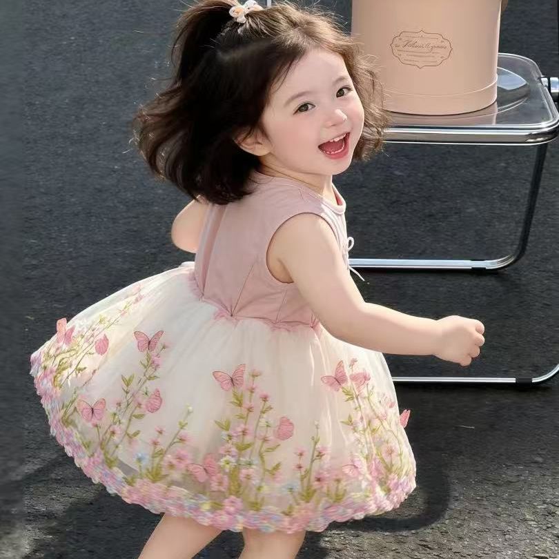 Summer lightweight sleeveless bodysuit romper for baby girls - princess style, super cute and stylish, thin triangle skirt bodysuit