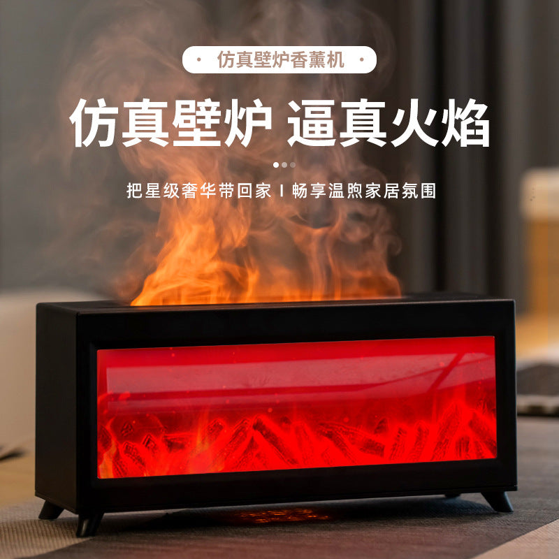 Simulated flame fireplace aroma diffuser - extra large mist output, atomizing air humidifier, automatic scent sprayer for home and office