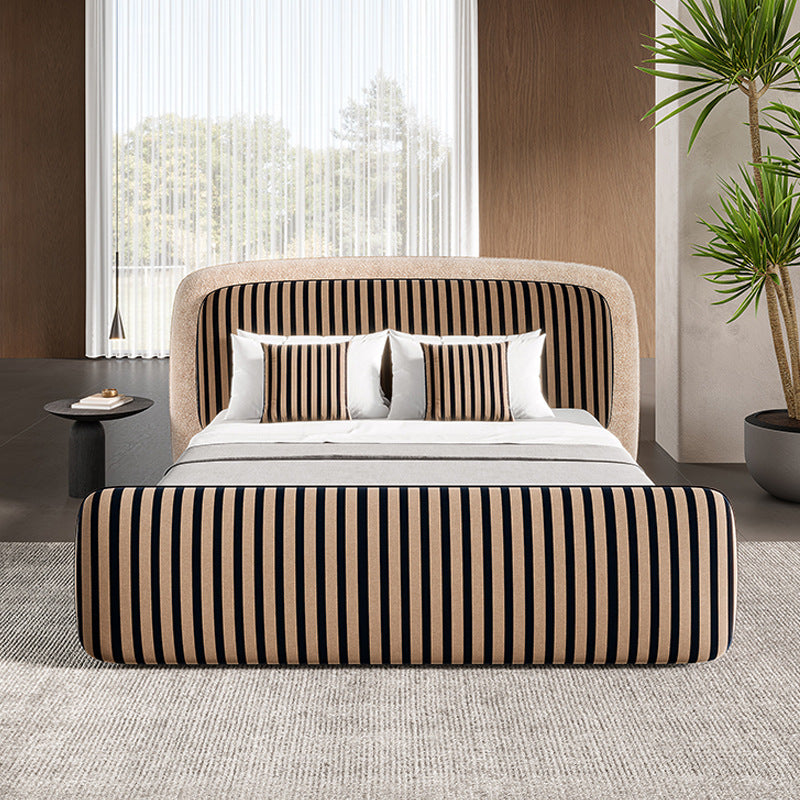 Modern casual wedding bed fendi blended color matching classy large apartment master bedroom bed 1.8m soft pack double fabric bed