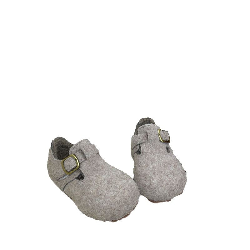 ins children's Birkenstock cotton shoes 2025 winter new Korean version girls plush shoes boys warm beanie shoes