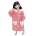 Girls' coral fleece pajamas - autumn/winter kids' robe - long, warm, wearable bathrobe for baby girls