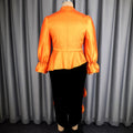 puff sleeve glossy tops silmslimming lookstereo flower hip skirt two-piece settwo-piece set