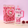 New creative heart-shaped handle ice tumbler, large capacity 304 stainless steel insulated mug, stanley-style portable straw cup