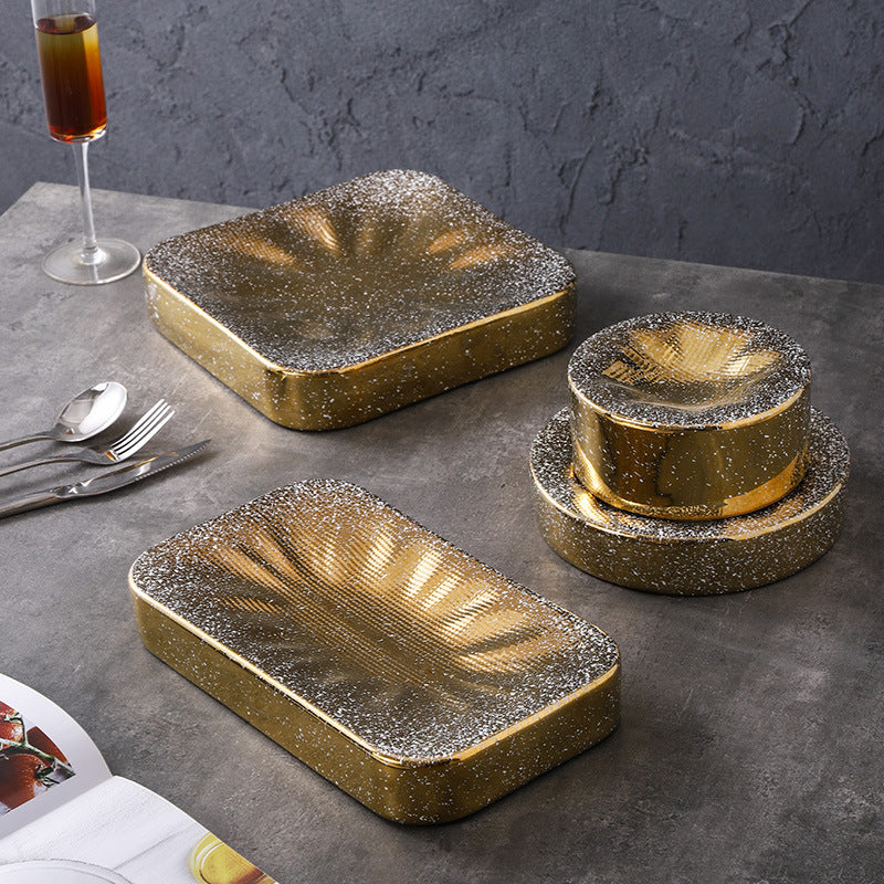 High-end ceramic dinnerware for restaurants and hotels, perfect for home use. ideal for western-style plating, desserts, and pastries. unique, aesthetically pleasing ceramic plates