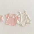 Summernew arrivalgirl short-sleeved baby suitsweet bag butt two-piece setk-style floral strap bag butt skirt suit