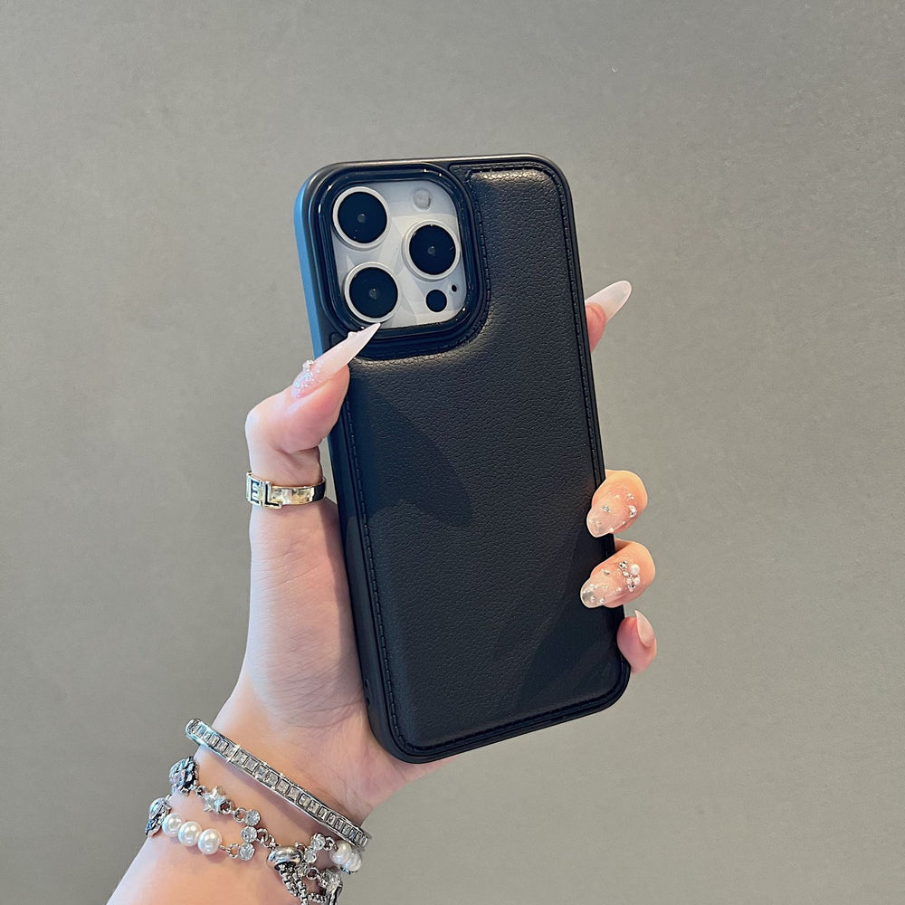 Suitable for apple 17promax chanel drum bag protective cover pure color leather texture iphone16 soft touch mobile phone case