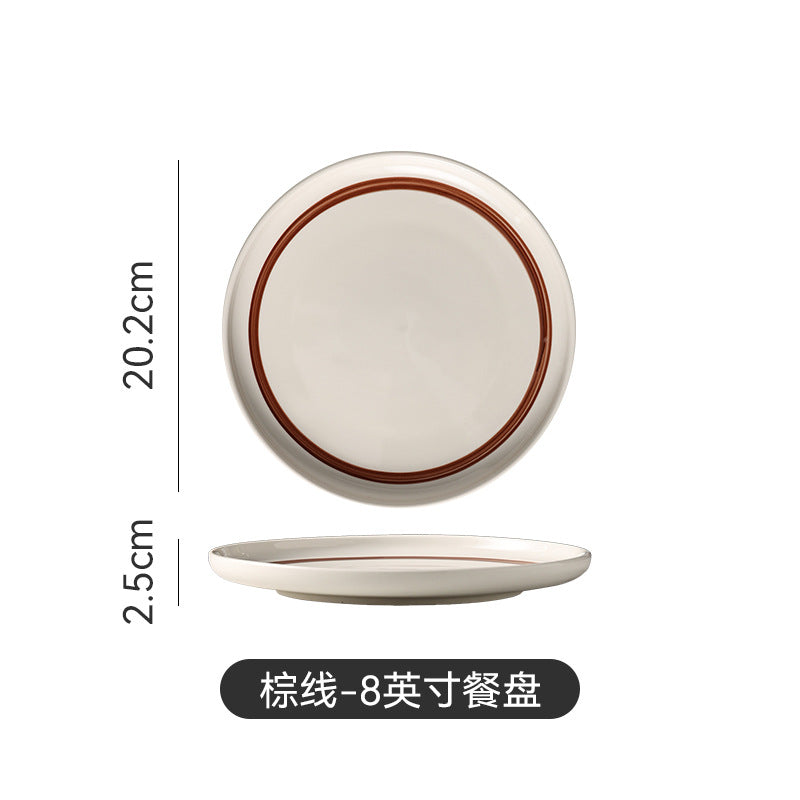 Japanese retro line ceramic plate casual small bowl western steak dinner plate for homesuit bowl plate wholesale