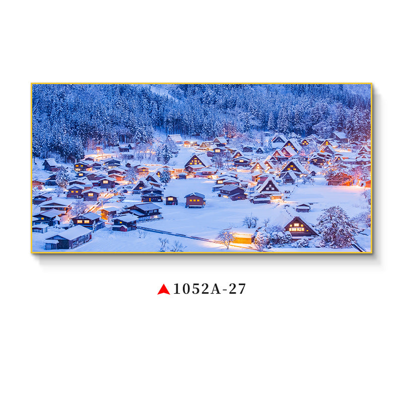 Northeast snow landscape decorative painting rural folk landscape wall painting iron pot stew restaurant farmyard light box hotel hanging painting