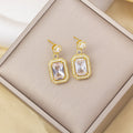 Tz-8235 gold white earrings