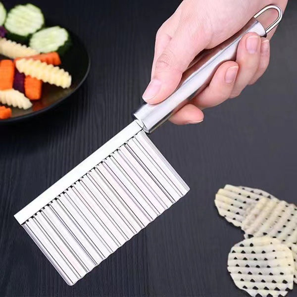 Stainless steel wolf tooth potato cutter multifunctional for home kitchen vegetable and fruit cutter french fries wave knife fancy strip cutter