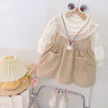 Baby girl autumn dress  new arrival: faux two-piece ruffle collar long sleeve princess dress - hot seller!