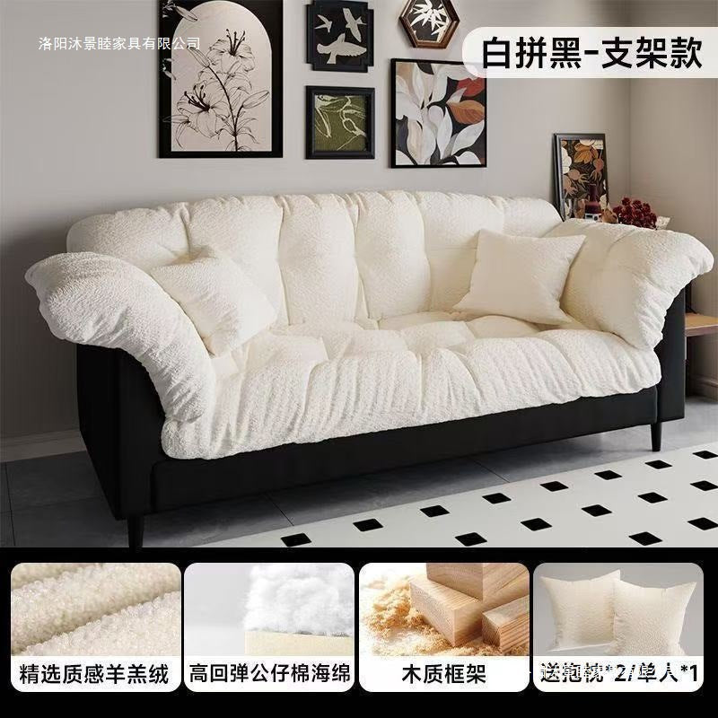 Retro fabric sofa living room new arrivaldouble straight row small apartment bedroom rental room lazy modern simple sofa