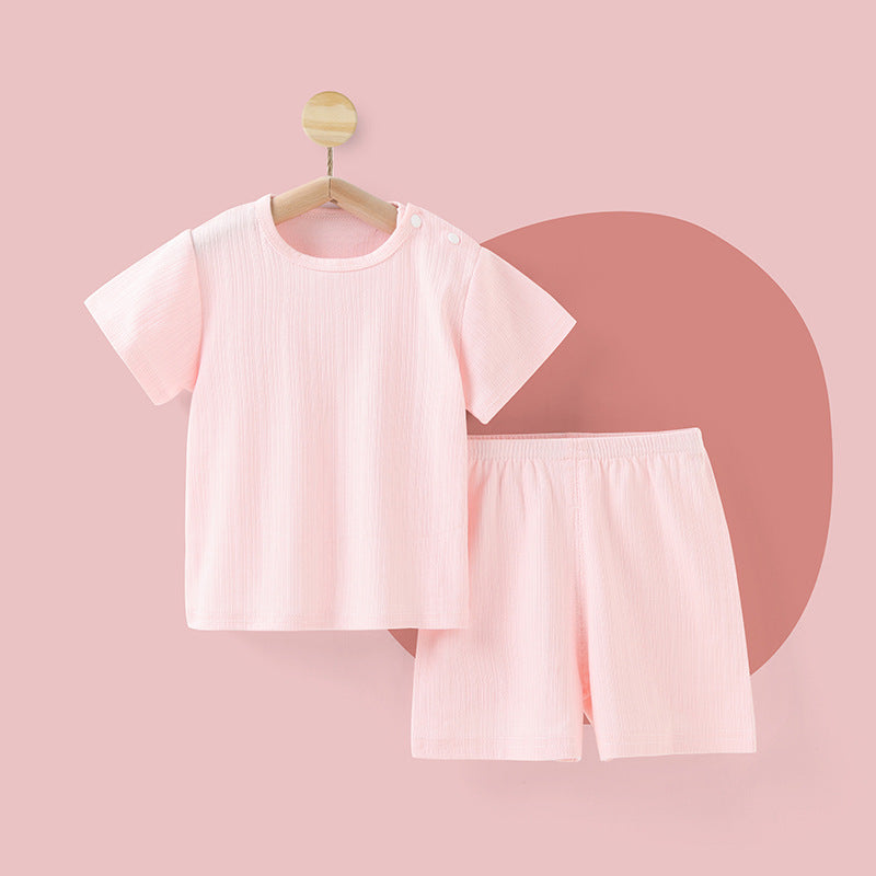 Baby short-sleeve pajama set - summer loungewear for boys and girls - toddler and child minimalist pajama set