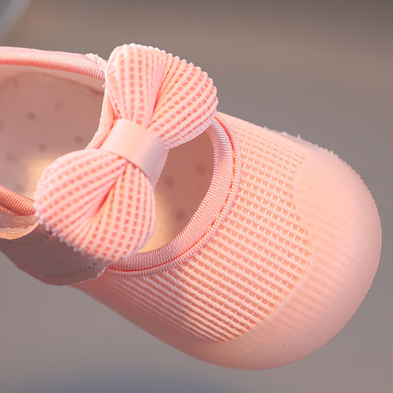 Baby girl's first walking shoes, spring and autumn style, breathable infant shoes with breathable mesh upper, 0-1-2 years old, fresh and cute princess shoes