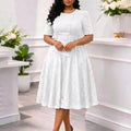 D637 european and american style women's clothing  summer new fashionable socialite lace patchwork high-waisted plus size faux two-piece dress