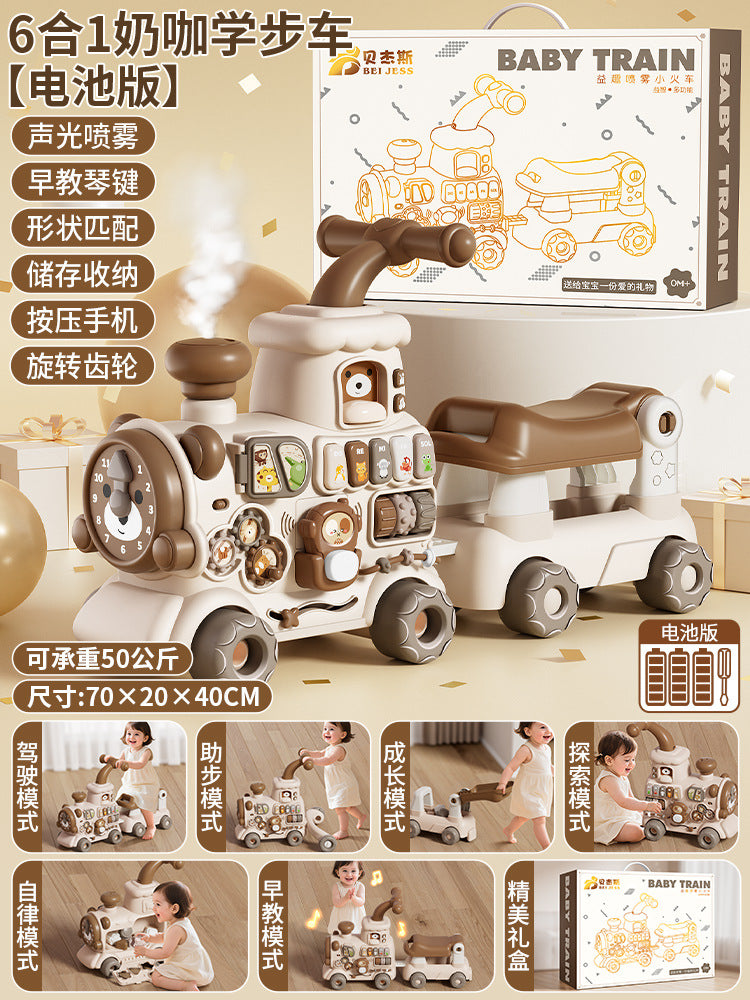 Baby multifunctional 5-in-1 walker stroller, educational anti-tip spray glider, cross-border hot-selling toy