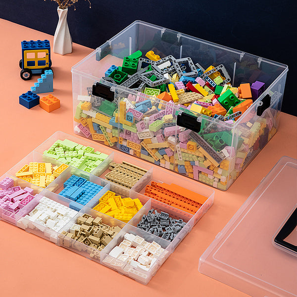 Children's toy storage box transparent plastic small particles building block Lego storage box parts accessories finishing box wholesale