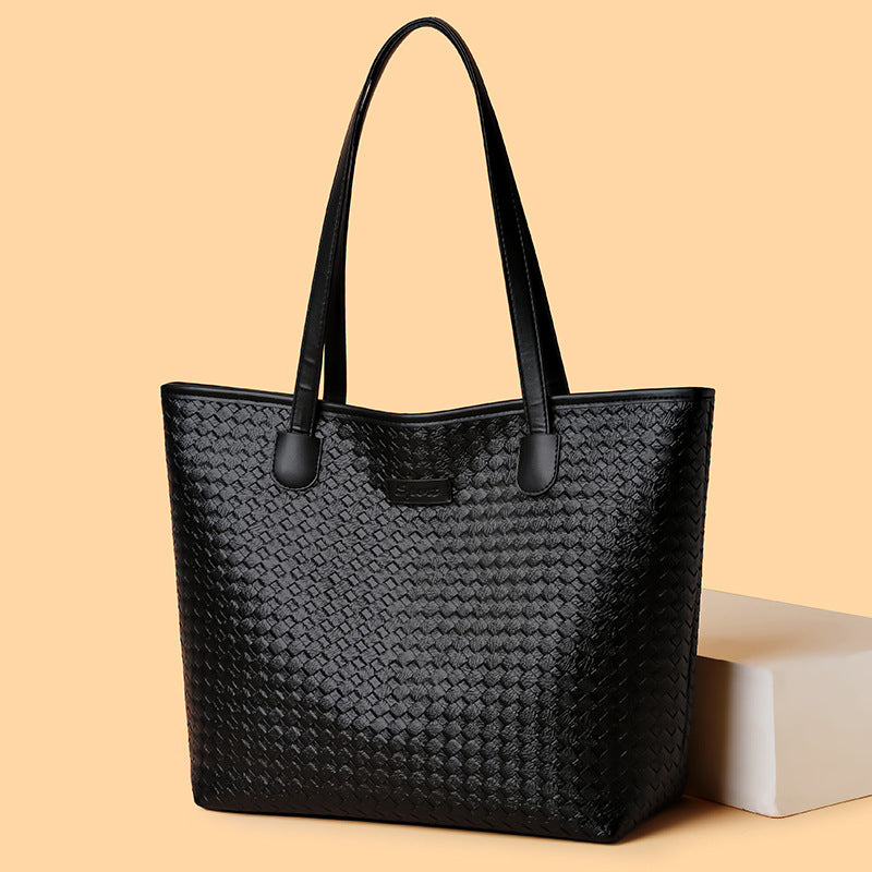 2024 new fashion shoulder bag large capacity tote bag solid color patchwork women's bag woven tote bag dropshipping available