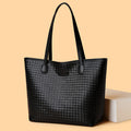 2024 new fashion shoulder bag large capacity tote bag solid color patchwork women's bag woven tote bag dropshipping available