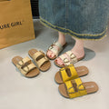 Women's flat sandals - summer outdoor wear, 2026 new fashion buckle design, non-slip casual beach soft sole thong sandals