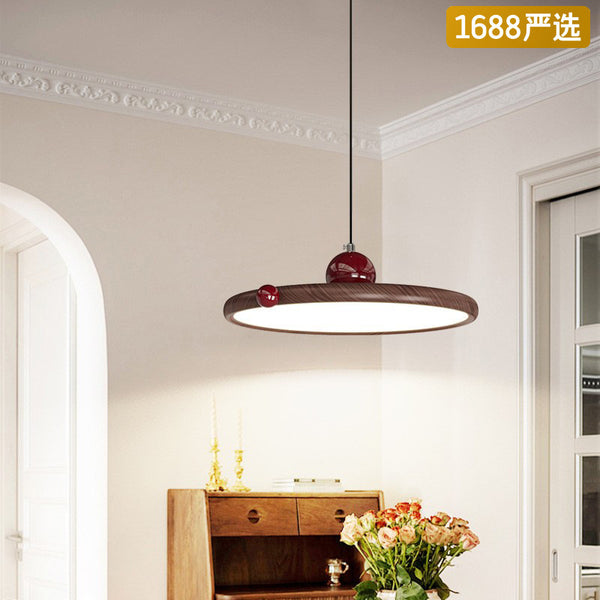 [Strict selection] Flying saucer chandelier simple modern home medieval retro chandelier walnut bar vertical lamp