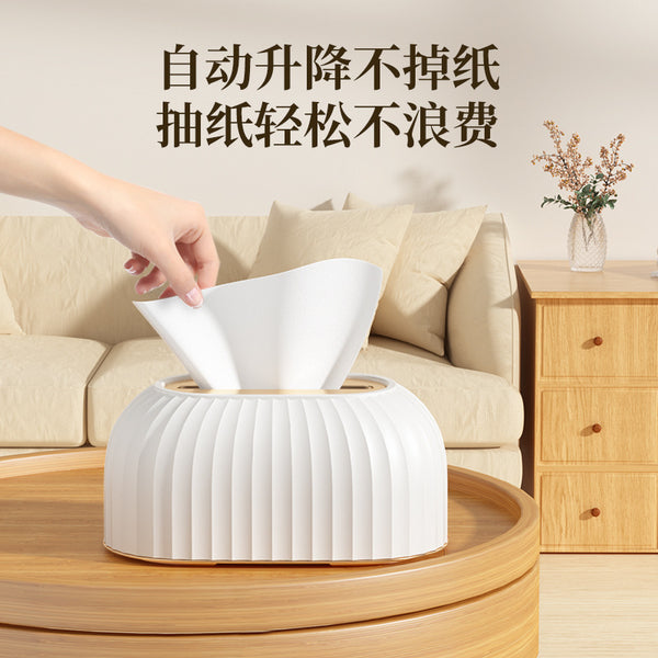 高颜值家用抽取式抽纸盒带收纳 轻奢风客厅桌面高级弹簧式纸巾盒