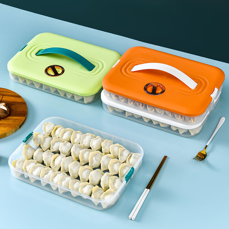 Dumpling box household refrigerator dumpling storage box quick-freezing special food-grade wonton fresh-keeping box with handle sealed box
