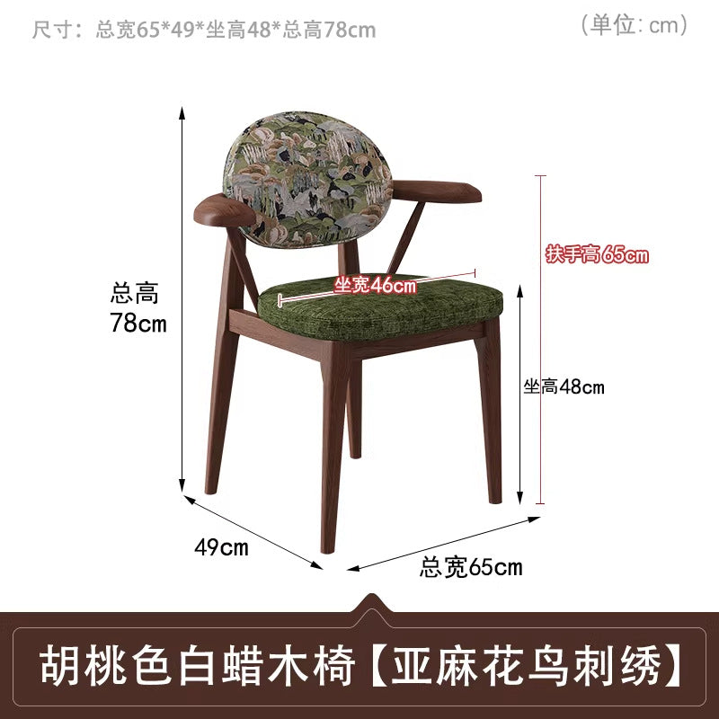 Italian normcore solid wood dining chair medieval style new arrival chair genuine leather casual restaurant backrest fabric chair dining table chair
