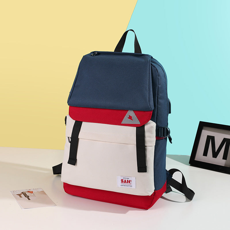 Cross-border  waterproof Oxford canvas backpack men's and women's outdoor travel backpack student schoolbag LOGO customization