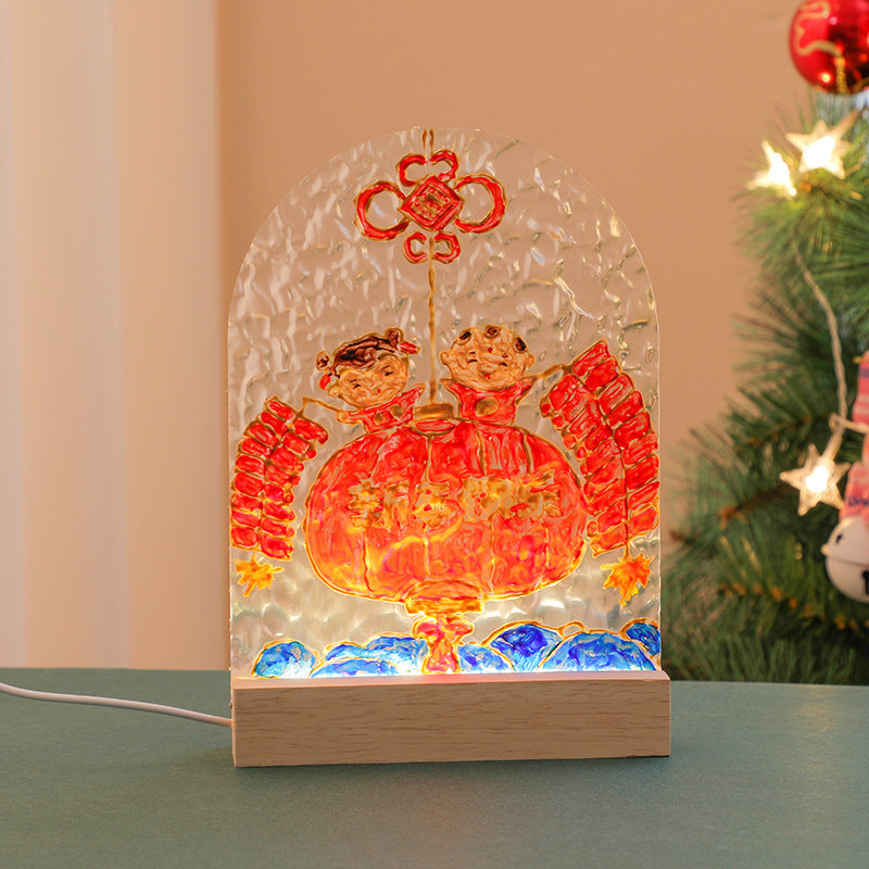 Tulip night light DIY material package, gift for girlfriend, hand-painted night light, water ripple acrylic light, ambient light.