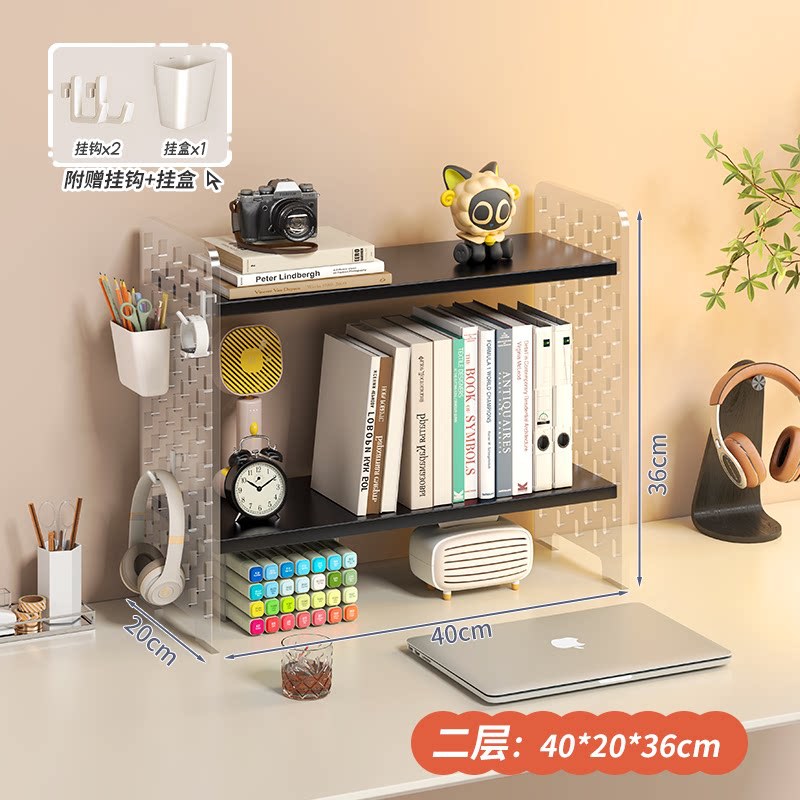 Acrylic desktop organizer, office desk pegboard, computer desk bookshelf, multi-tier storage rack with dividers